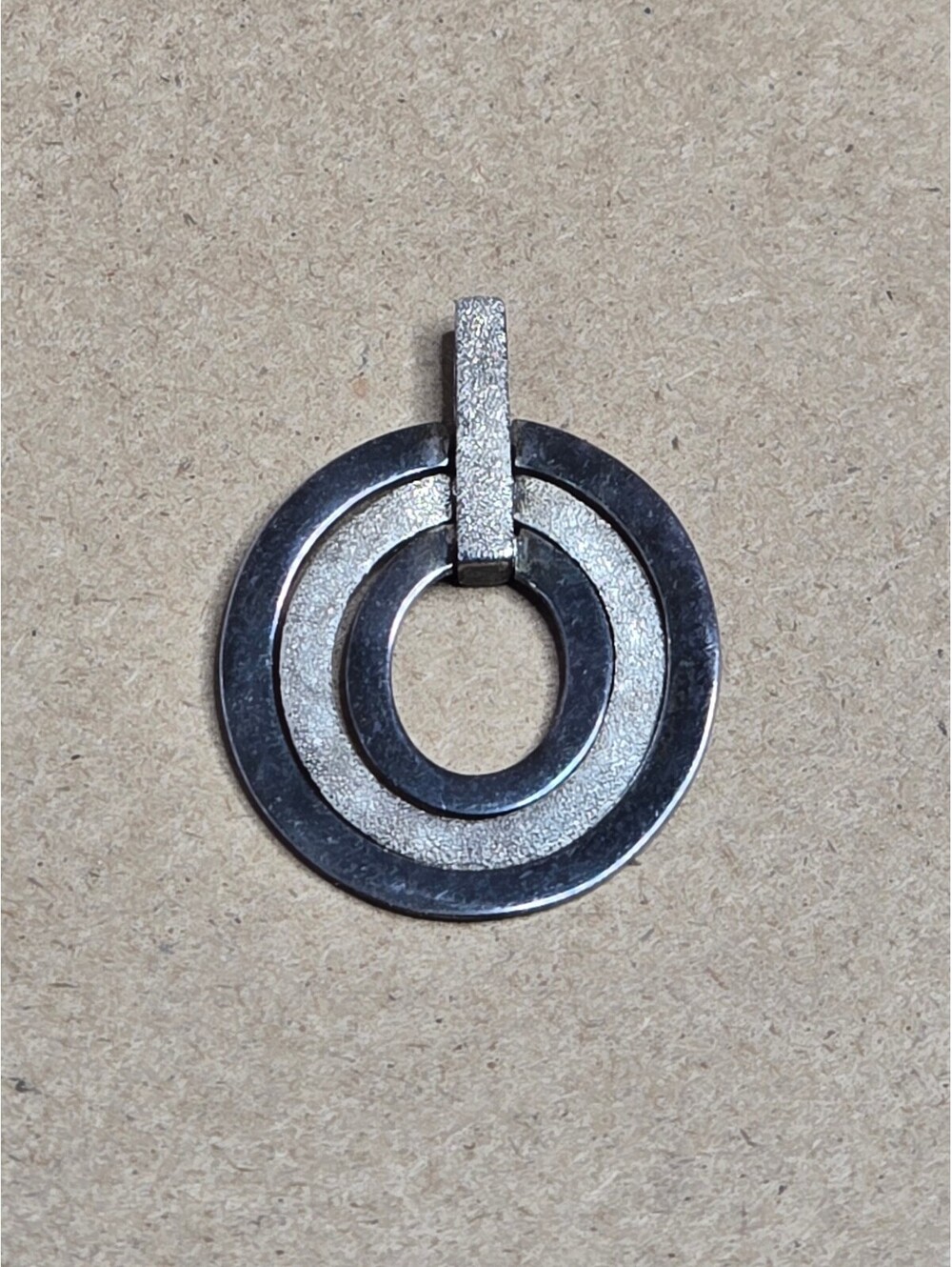 Vintage 925 LT Thailand Sterling Silver Modernist Geometric Circle Pendant